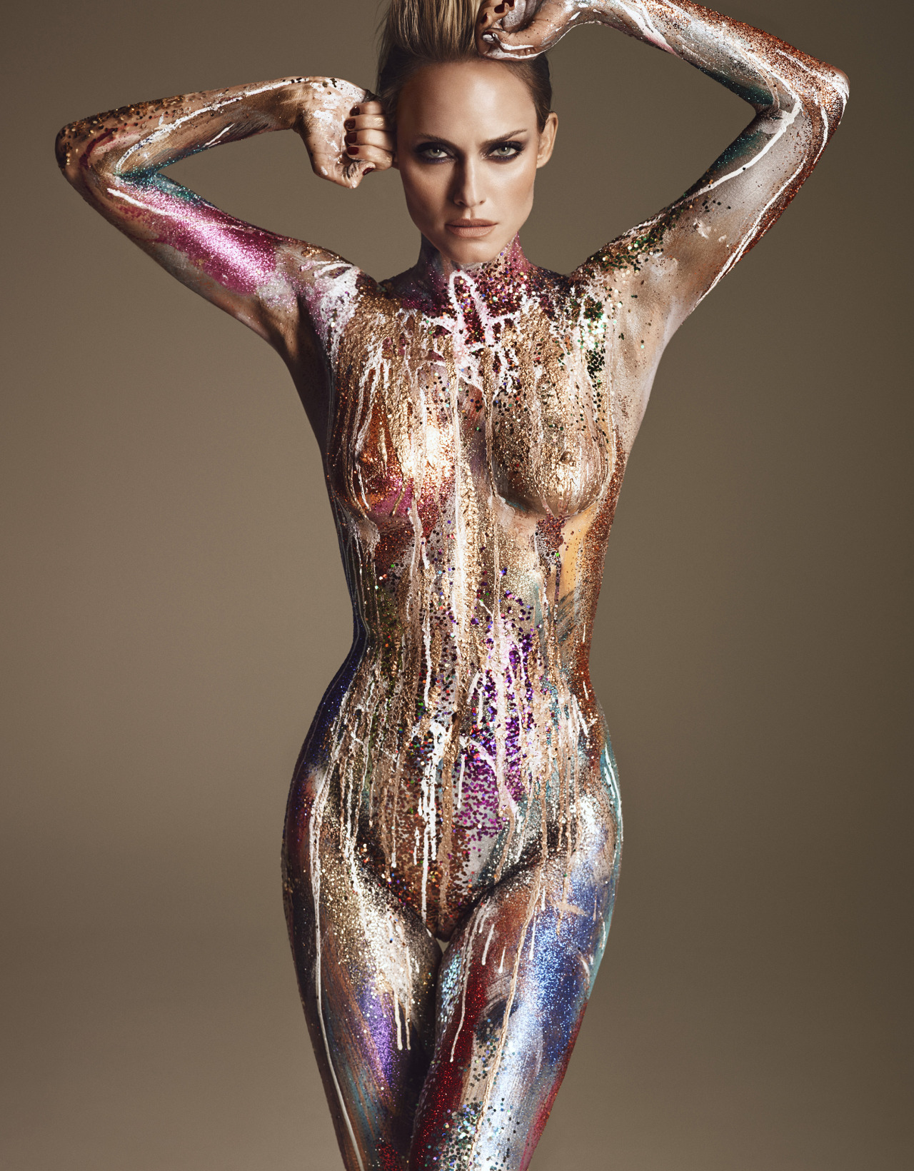 Amber Valletta nude body paint