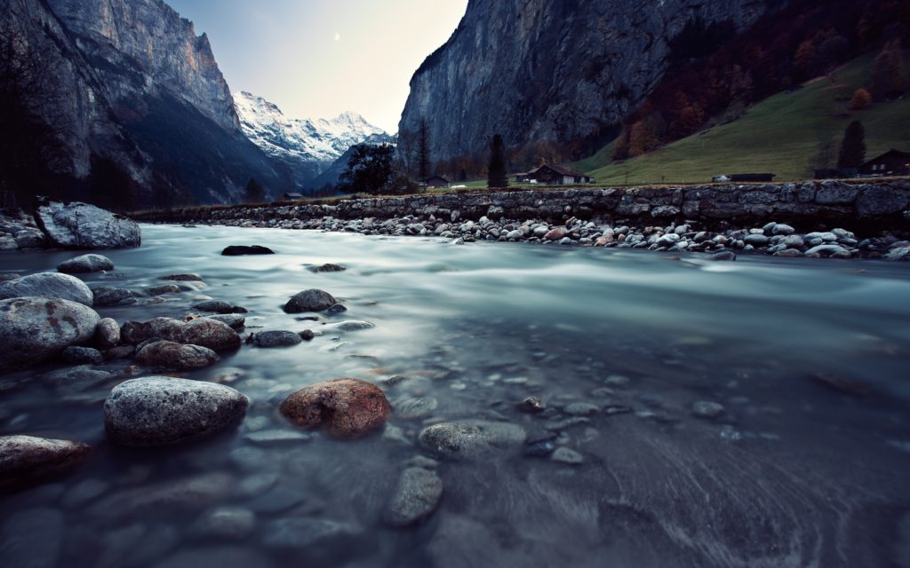 Switzerland river in mountains