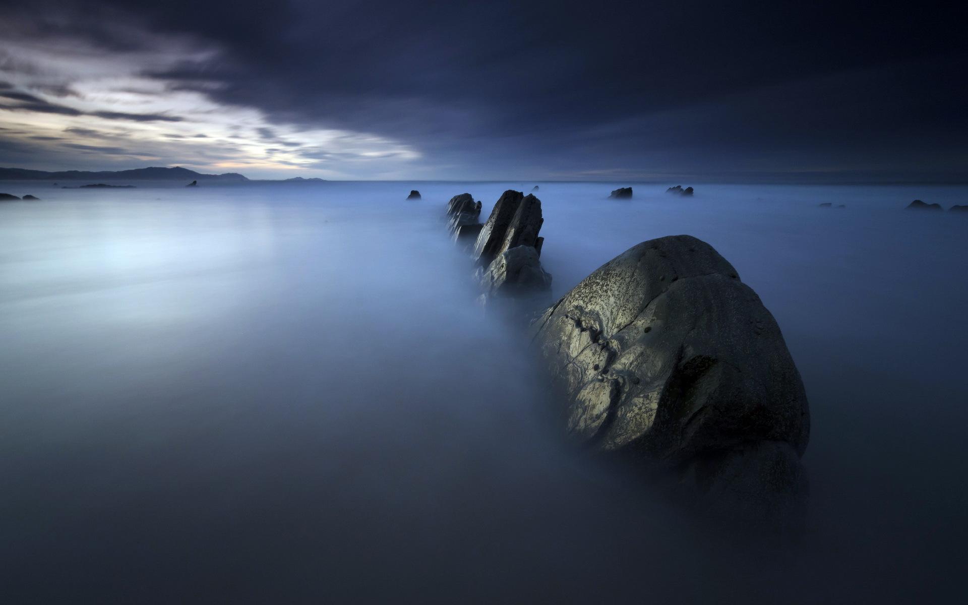 Oceanfront rocks in the mist